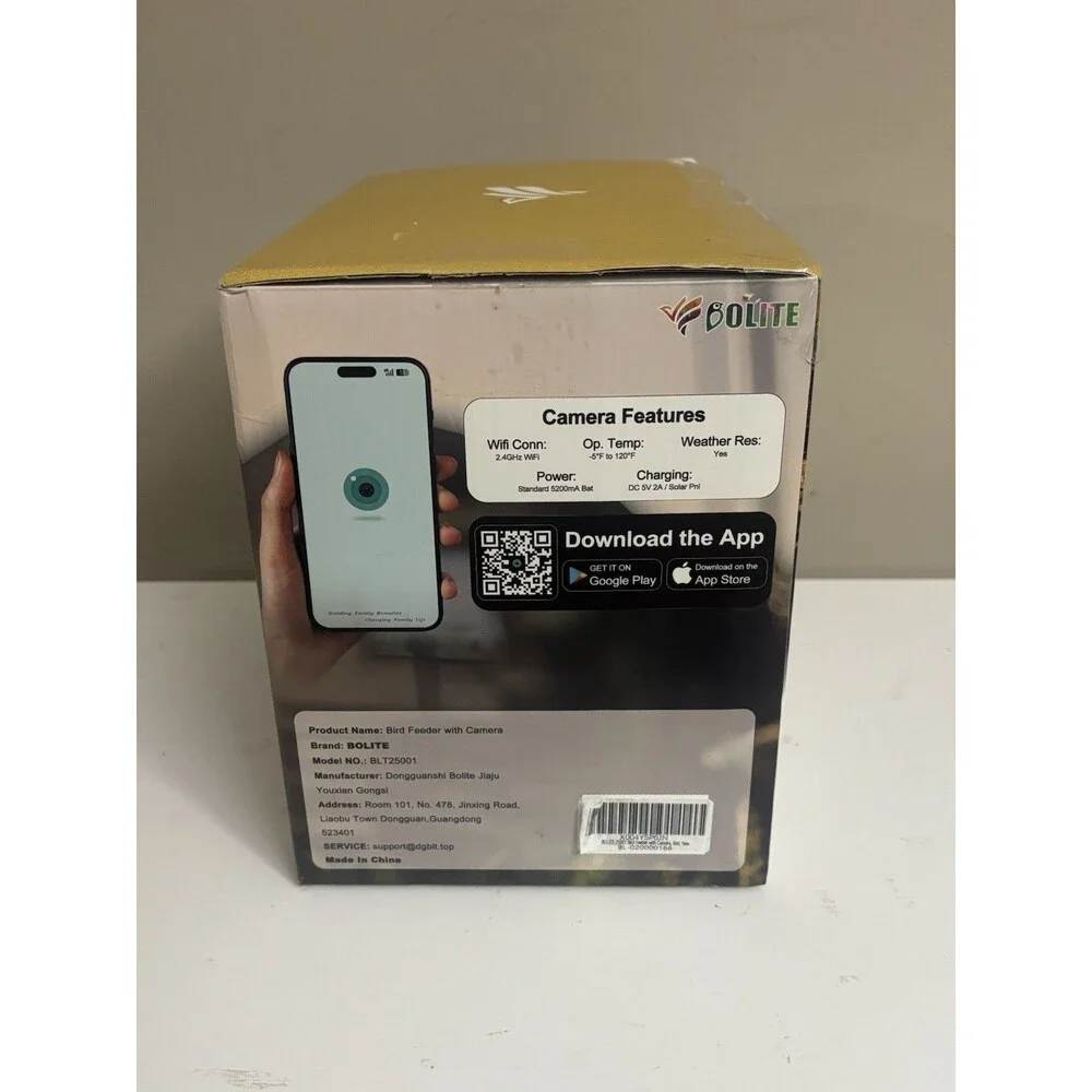 NEW BOLITE Smart AI Identify Bird Feeder w Camera 2.5K Solar Powered App Control
